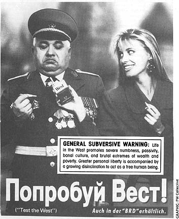 GENERAL SUBVERSIVE WARNING: Life in the West promotes severe numbness, passivity, banal culture, and brutal extremes of wealth and poverty. Greater personal liberty is accompanied by a growing disinclination to act as a free human being.